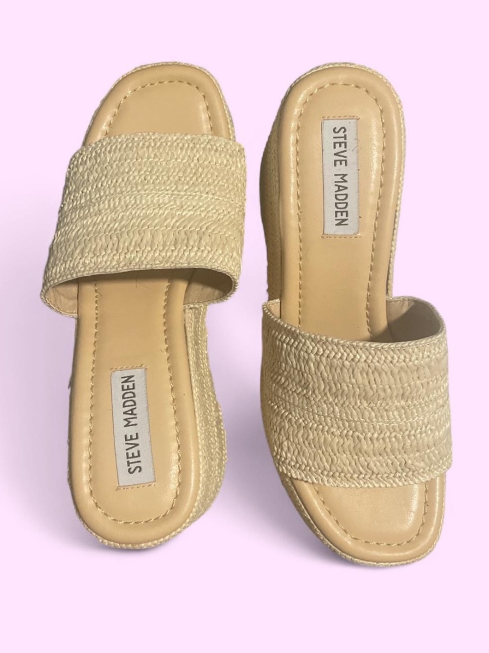 Steve Madden Tan Braided Slide Mules